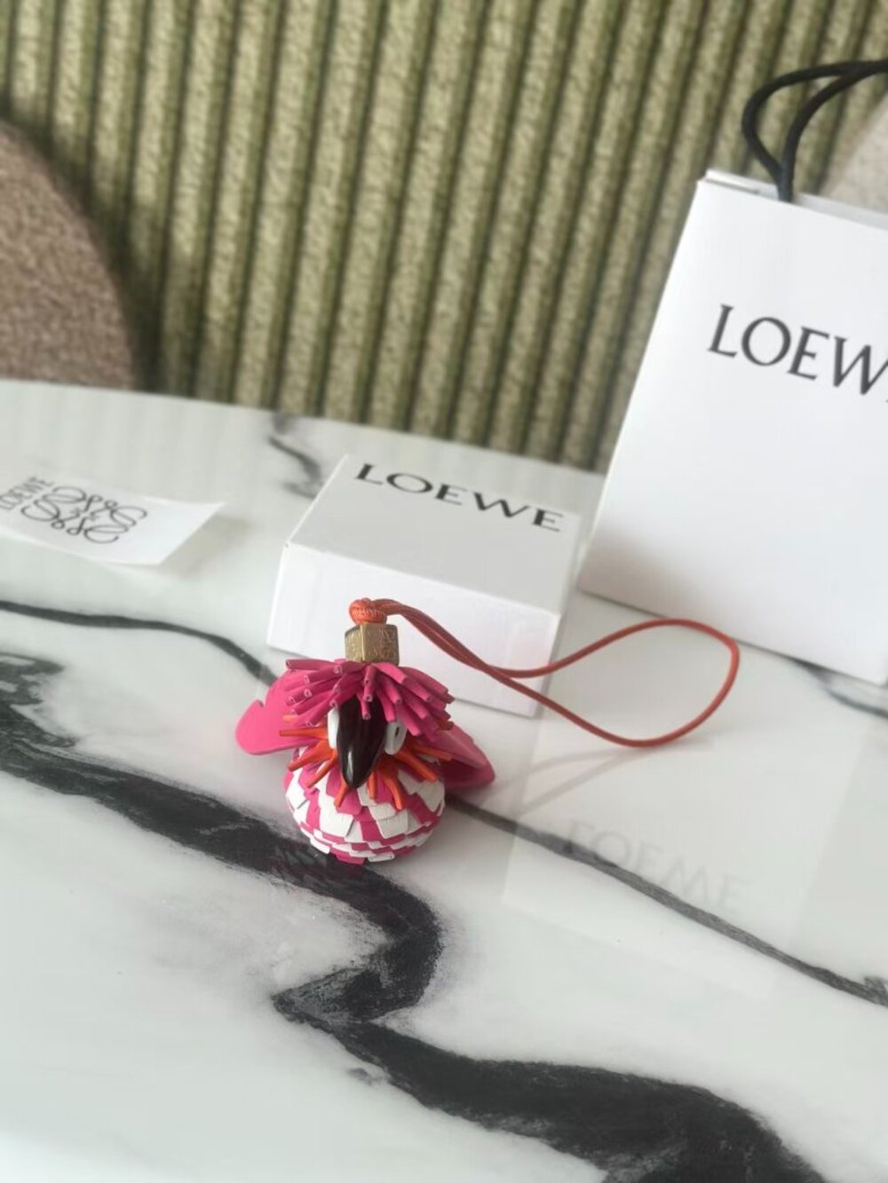 Loewe Pink Parrot Bag Charm